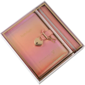 Victoria's Journals Hush Hush Metalik Pembe Kilitli Defter ve Kalem Çantası Seti