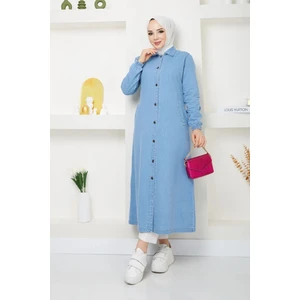 Pamuk Butik Kadın Denim Düğme Kapamalı Tesettür Kot Kap