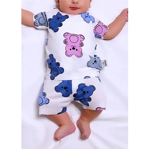 Bebek Pijama Takımı Kısakol Şort Pembe Renkli Ayıcık Desen  Pamuk Çocuk Pijama