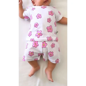 Drop Kids Bebek Pijama Takımı Kısakol Şort Çiçek Desen  Pamuk Yenidoğan Çocuk Pijama