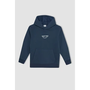 Erkek Çocuk Cepli Yazı Baskılı Kapüşonlu Okul Sweatshirt C7567A824WN