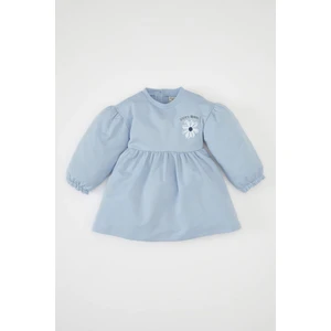 Kız Bebek Bisiklet Yaka Çiçek Baskılı Uzun Kollu Sweatshirt Elbise A6507A524AU