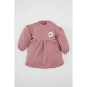 Kız Bebek Bisiklet Yaka Çiçek Baskılı Uzun Kollu Sweatshirt Elbise A6507A524AU