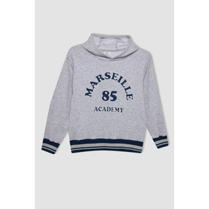 Erkek Çocuk Gri Baskılı Kapüşonlu Sweatshirt C9788A824AU