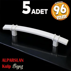 Alparslan 96 mm Kulp Sert Plastik Beyaz Çekmece Mobilya Mutfak Dolap Kulbu Kulpu Kulpları 5 Adet