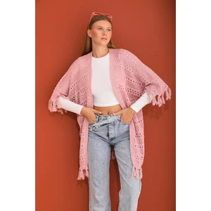 Kadın Yarasa Kol Püsküllü Triko Örme Hırka 245084 -