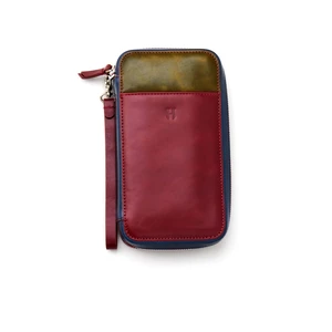 Helmbrook London Carlyle Uniseks Bordo Haki Deri Ön Cepli Bileklikli Fermuarlı Rfid Korumalı Çanta