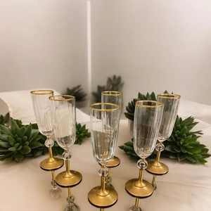 Ayaklı Gold Detaylı Kahve Yanı Su Bardağı 6 Adet