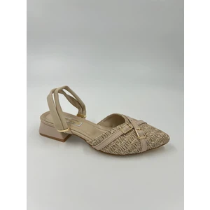 De Scarıo 597 Kadın Arka Açık Kısa Topuklu Ayakkabı Bej