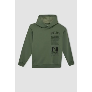Erkek Çocuk Haki Baskılı Kapüşonlu Sweatshirt C9786A824AU