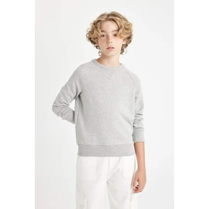 Erkek Çocuk Gri Bisiklet Yaka Pamuklu Basic Düz Okul Sweatshirt A4246A824AU