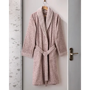 Madame Coco Brest Ipliği Boyalı Unisex %100 Pamuk Şalyaka Bornoz - L-Xl - Pudra