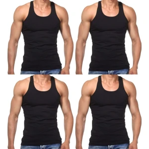 Maruf Shop 4 Adet Erkek Slim Fit Dar Kalıp Likralı Penye Sporcu Atleti(Rambo Atleti)