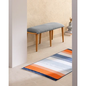 Madame Coco Rontalon Saçaklı Dokuma Kilim - 60X100 cm - Turuncu/lacivert