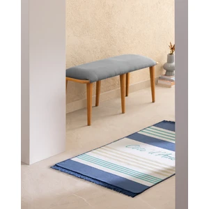Madame Coco Rocasson Saçaklı Dokuma Kilim - 60X100 cm - Lacivert/mavi
