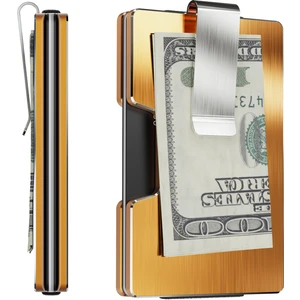 Louise Motto - Cardx - Detroit - Yeni Nesil Metal Cüzdan & Kartlık - Rfid, Çıkarılabilir Klips Unisex(Gold)