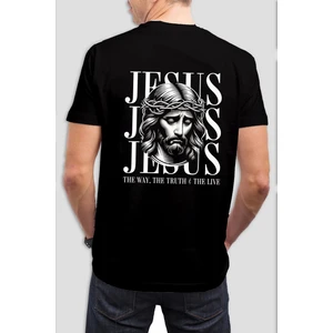Jesus Baskılı Siyah Tişört C843