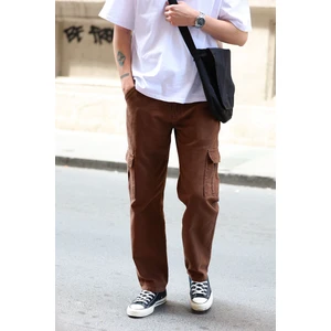 CLASSIC Erkek Kargo Cep Baggy Pantolon Kahverengi