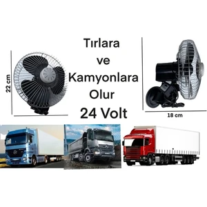 Kamyon ve Tır Uyumlu 24VOLT 'açıklamayı Okuyunuz'dönerli Vantilatör Vantuzlu Pervane Nikel 8'' 22 cm