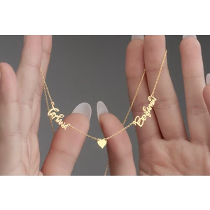 Özel Tasarım Iki Isimli Kolye, 925 Ayar Gümüş, Rose Gold,altın Kaplama Şıklığı ve Zarafeti Bir Arada