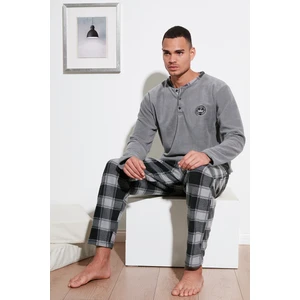 Ekose Regular Fit Bisiklet Yaka Kışlık Polar Pijama Takımı Erkek Pijama Takımı 609610013W4