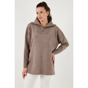 Yarım Fermuarlı Oversize Triko Kazak Bayan Kazak 4616079Y
