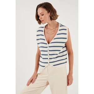 V Yaka Düğmeli Triko Yelek Bayan Yelek 4616178