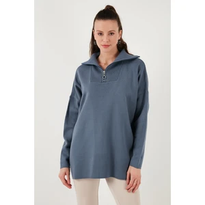 Yarım Fermuarlı Oversize Triko Kazak Bayan Kazak 4616079Y