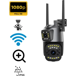 Ata Soft 4 Mp Hd Ip Kamera Wifi Özellikli Hareket Takipli Gece Sensörlü Çift Lensli Güvenlik Kamera Blm-50