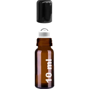 10 Ml Çelik Roll On Şişesi 10 Cc Sızdırmaz Siyah Kapaklı Amber Cam Şişe 1 Adet