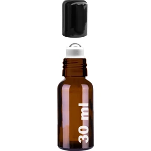 30 Ml Çelik Roll On Şişesi 30 Cc Sızdırmaz Siyah Kapaklı Amber Cam Şişe 1 Adet