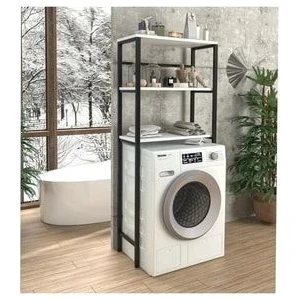 Çamaşır Makinası Üstü Düzenleyici Raf Beyaz 3 Raflı Banyo Düzenleyici