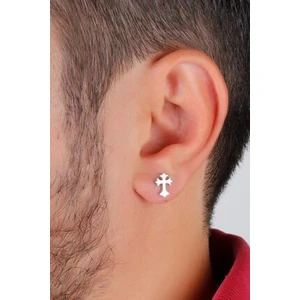 Agai Silver Haç Model Gümüş Erkek Küpe