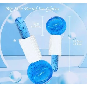 Deco Elit 2 Li Set Buz Küre Soğuk Masaj ve Terapi Topu Ice Globes Leke Önleyici Mavi Buz Küresi Soğuk Masaj ve