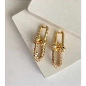 Çelik Gold Taşlı Tiffany Küpe
