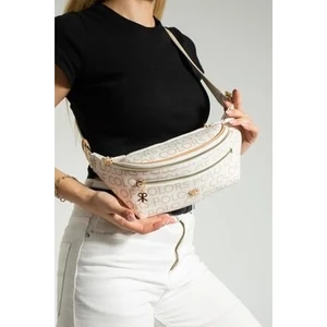 Impolo Miya Krem Kamelempirme Baskı Spor Kadın Bel Çanta 17X40 Ebatında