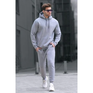 Erkek Gri 3 Iplik Oversize Eşofman Takımı