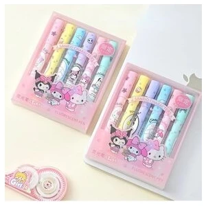 Sanrio Hello Kitty Kuromi 6'lı Fosforlu Kalem Seti