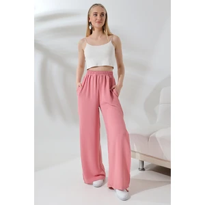 Yanları Yırtmaçlı Salaş Pantolon 21143 K.pudra