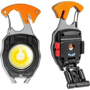 Çok Fonksiyonlu Mini LED Lamba Anahtarlık ve Çakmak USB Şarjlı Kamp Için Taşınabilir Tam 7 Modlu