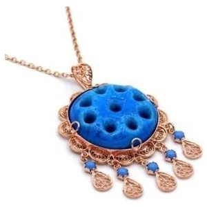 Agai Silver Dokuz Gözlü Süryani Nazar Boncuğu Model Telkari Rose Kaplama Gümüş Kolye