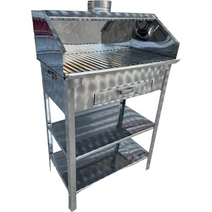 Paslanmaz Kömürlü Mangal 40 x 70 cm Çift Sehpalı