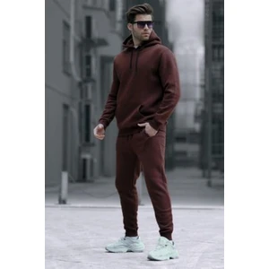 Erkek Kahverengi 3 Iplik Oversize Eşofman Takımı