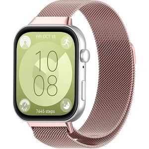 Huawei Watch Fit 3 Uyumlu Paslanmaz Mıknatıslı Metal Hasır Terleme Yaptırmaz Flexible Lüx Kordon Kayış