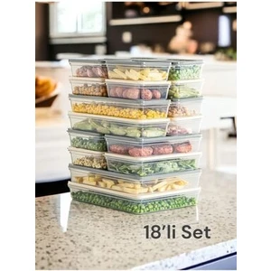 Nesto Home 18'li Renkli Buzdolabı Düzenleyici Buzluk ve Mikrodalga Saklama Kabı 2X2400-4X1200-4X1170-8X600 Ml.