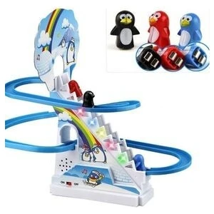 Penguen Kaydıraklı Işıklı Sesli Oyuncak Çocuklar İçin Motor Becerileri Geliştirir