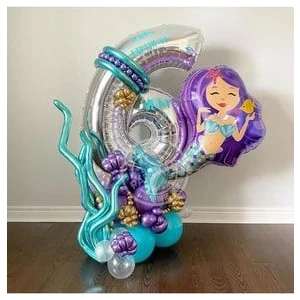 Deniz Kızı Kuyruğu Deniz Kabuğu 102CM Gümüş Rakam Balon Mermaid Deniz Kızı Konsepti