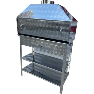 Paslanmaz Kömürlü Mangal Dik Bacalı 40 x 90 Kapaklı Barbekü