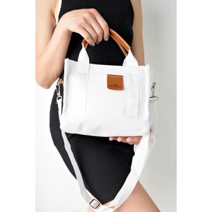 ZM Collection Bag Shopping El-Kol-Omuz Kullanımına Uygun Fermuarlı Ayarlanabilir Askılı Beyaz Renkli The Tote Bag Kanvas Çanta