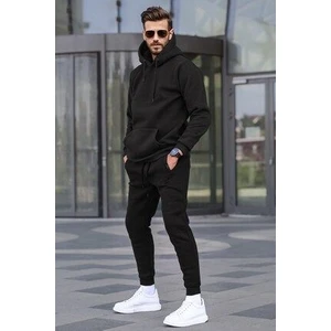 Erkek Siyah 3 Iplik Oversize Eşofman Takımı